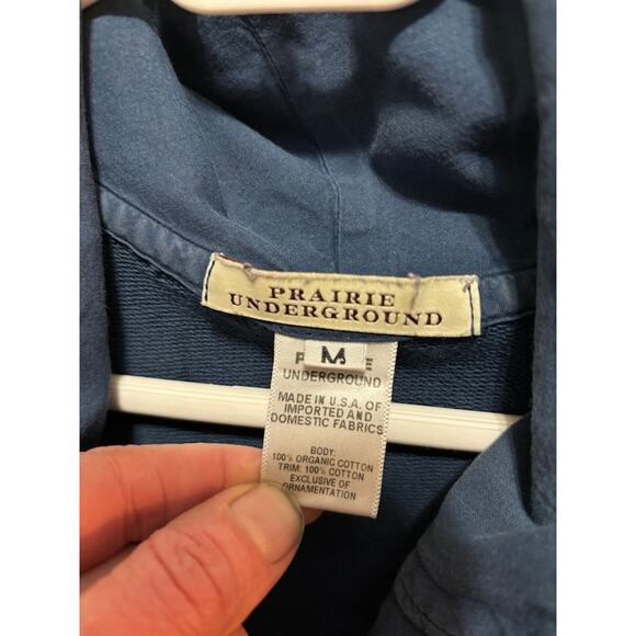 Prairie Underground dress Organic Cotton Wrap Surplice Lagenlook Navy Blue sz M - Picture 6 of 7